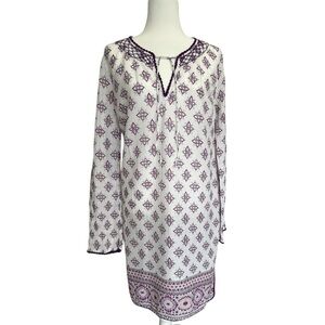 Athleta Tallulah Coverup Tunic
Size S White & Purple | Embroidered Gauzy Cotton